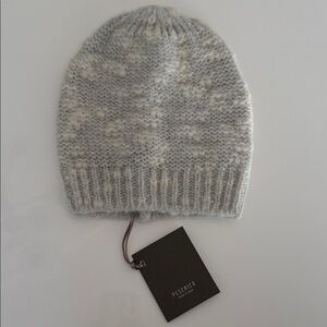 Peserico Light Gray and Cream Knit Beanie